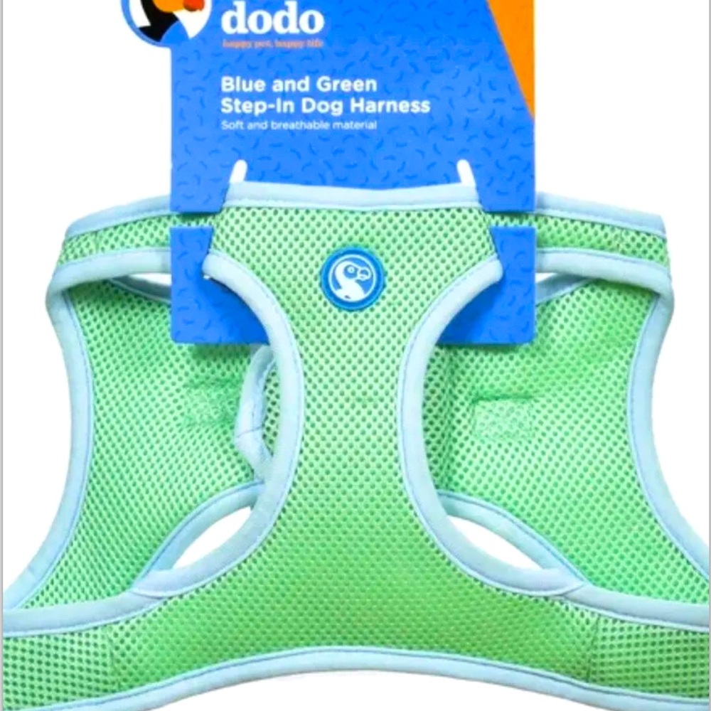 Dog VEST - Step-in Harness - Unisex light GREEN AND Blue.  Breathable mesh.